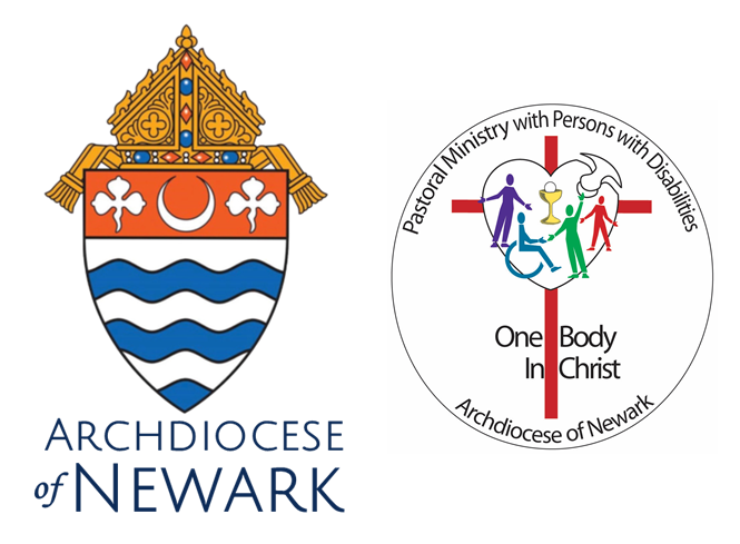 Logos: the Archdiocese of Newark crest and Office for Pastoral Ministry with Persons with Disabilities, "One Body in Christ."